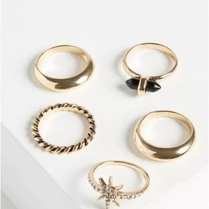 Torrid Gold and Black Ring Set with Starburst Design